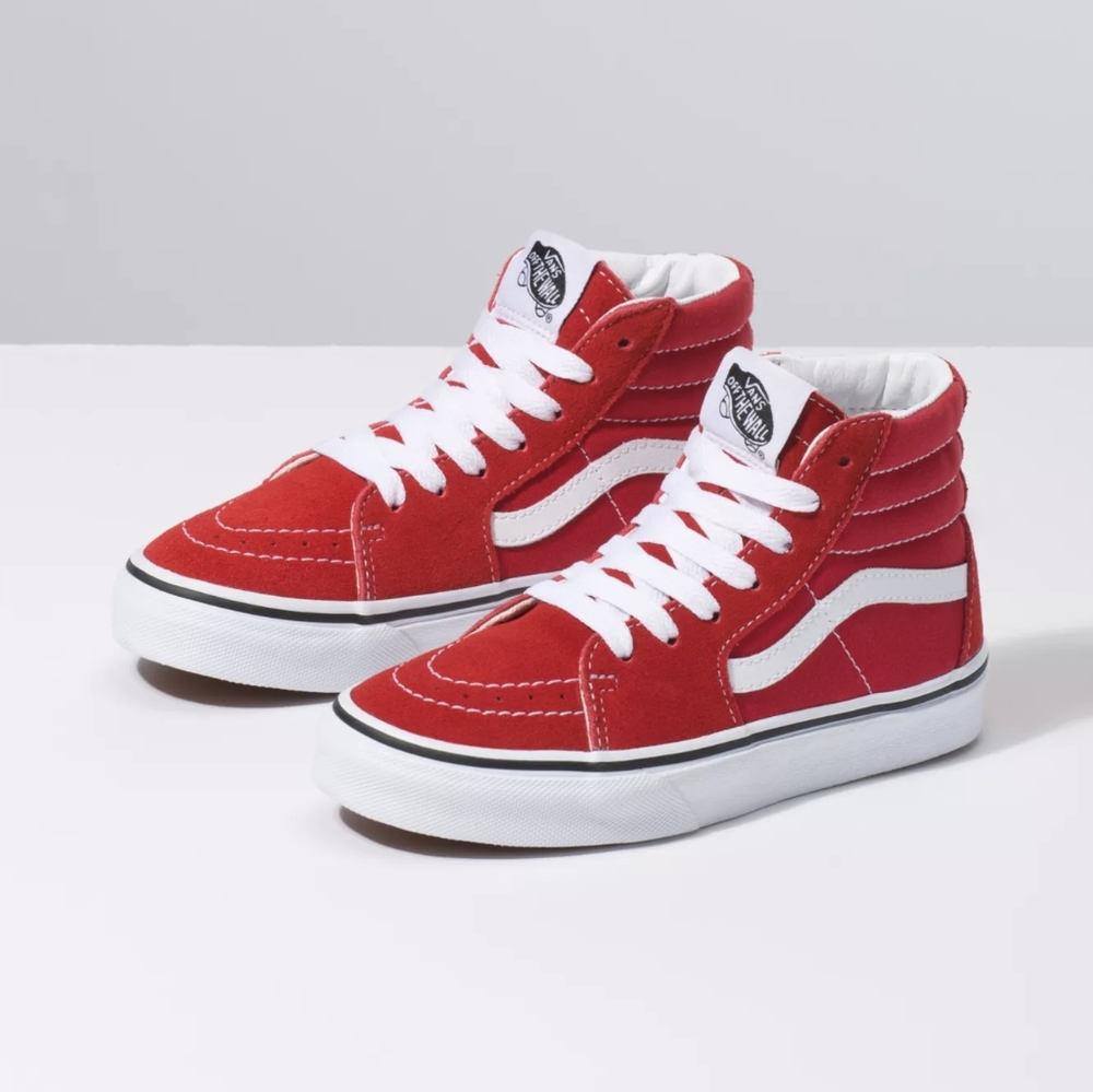 Youth Kids Sz 4 Sk8 High Vans in Racing Red